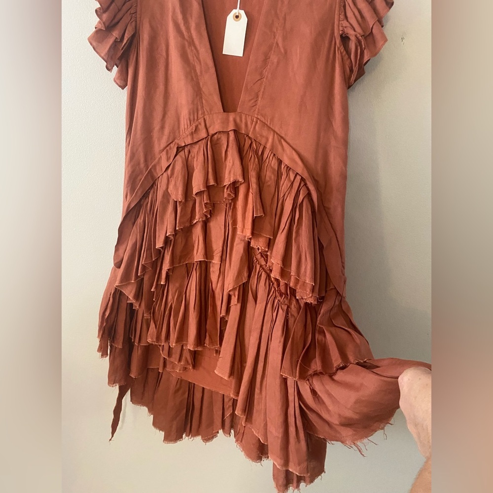 MWT Maria Stanley Elegant Ruffled Orange Dress size 0 - Picture 9 of 16